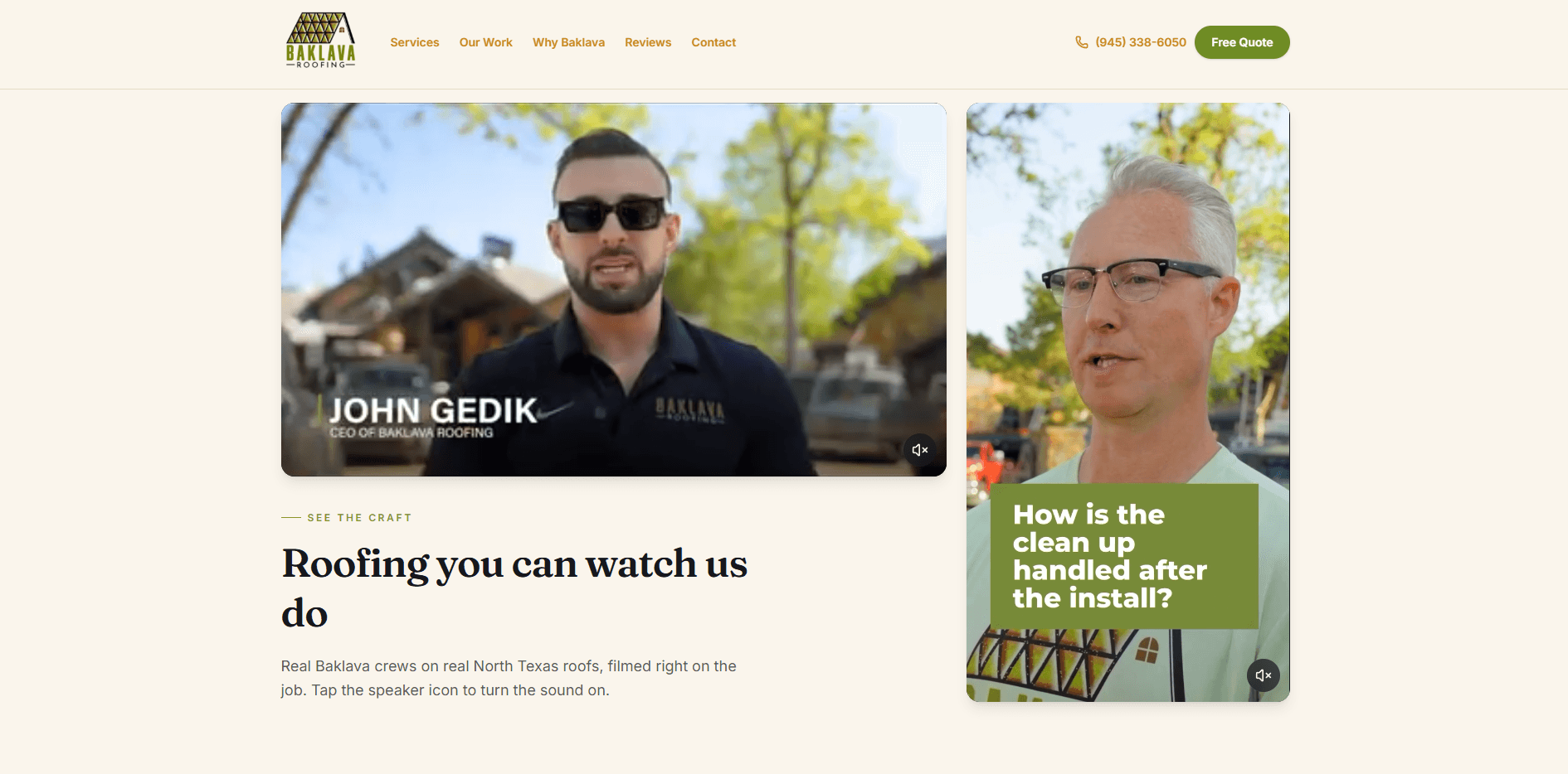 Baklava Roofing website
